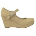 thumbnail image 2 of City Classified Shoes Women Mary Jane Ankle Strap Wedge Platform Pumps MARK Natural Beige 10, 2 of 3