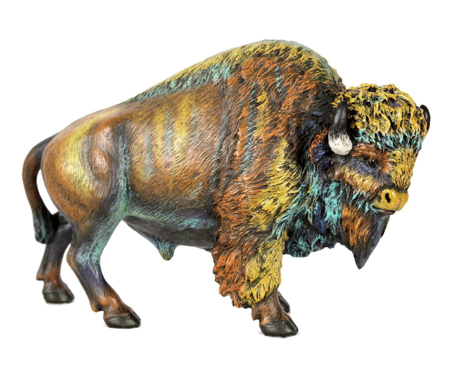 Multicolor Buffalo Statue Figurine American Bison Wildlife Animal