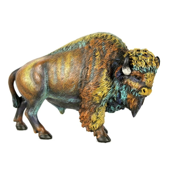 Multicolor Buffalo Statue Figurine American Bison Wildlife Animal