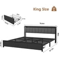 thumbnail image 3 of King Size Platform Bed Frame with Upholstered Headboard and 2 Storage Drawers – Charging Station & USB Ports – Sturdy Black Metal – No Box Spring Needed – Easy Assembly, 3 of 7