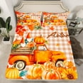 thumbnail image 2 of Manfei Harvest Pumpkin Child Twin Sheet Sets, Rustic Truck Twin Fitted Sheet, Vintage Buffalo Plaid Flat Sheet, Ultra Soft Home Decor, 3 Pieces, 2 of 7