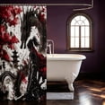 thumbnail image 3 of Manfei Japanese Samurai Dragon Animals Shower Curtain 72Wx72L,Cherry Blossom Bathroom Curtain,Red Gray, 3 of 5