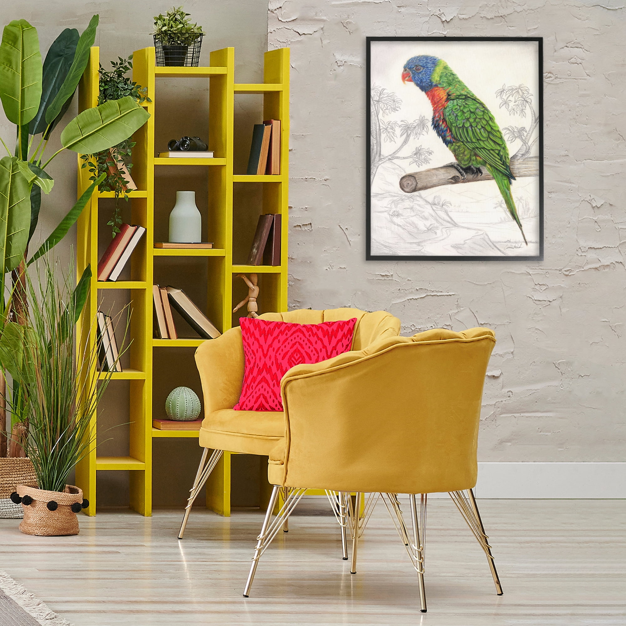 Stupell Industries Lorikeet Sketched Nature Animals & Insects Painting Black Framed Art Print Wall Art, 24 x 30