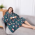 thumbnail image 5 of Oversized Wearable Blanket Hoodie,Dark Blue Christmas Gnome and Gift Pattern Sherpa Blanket Hoodie with Super Pockets,Super Warm Fuzzy Pullover for Women & Men, 5 of 6