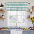 thumbnail image 4 of 2 Panels Aqua Grey White Stripe Valance for Windows, Rustic Modern Turquoise Striped Light Filtering Kitchen Curtains, Rod Pocket Window Treatment Curtain Valances for Living Room Bedroom, 42"x18", 4 of 9