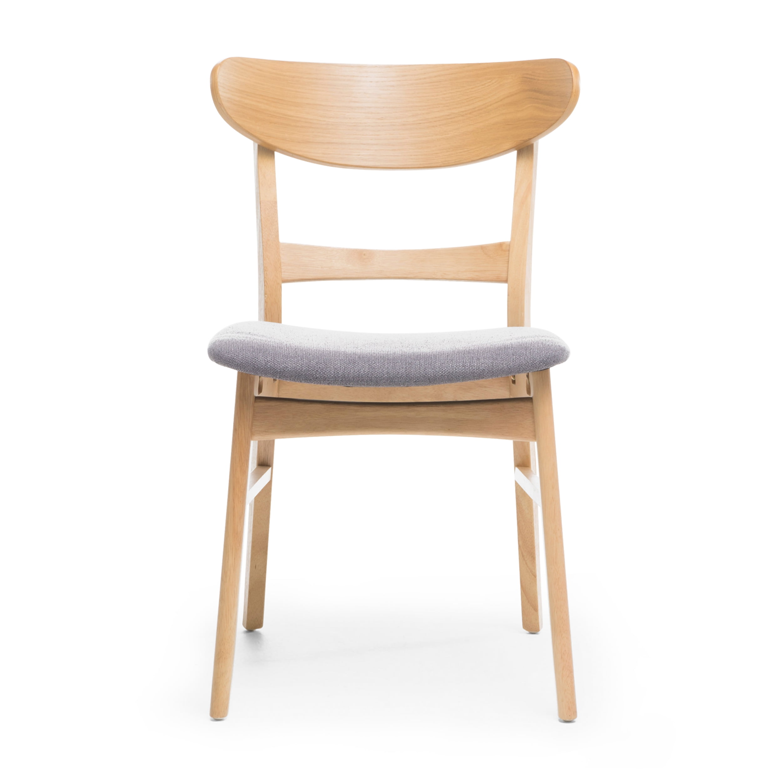 GDF Studio Isador Mid Century Modern Fabric Upholstered Wood Dining Chairs, Set of 2, Dark Gray and Natural Oak