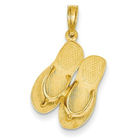 14k Yellow Gold 3-D Maui Aloha Flip-Flops Pendant