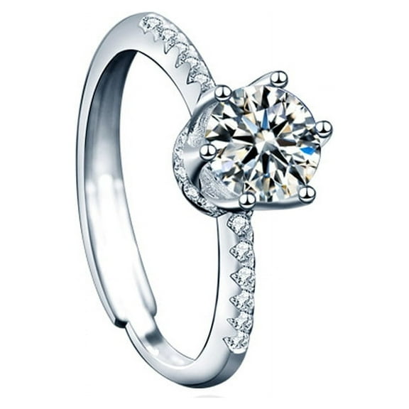 Whudwhu Moissanite Ring Crown Design Adjustable Pinky Ring for Women