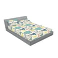 thumbnail image 2 of British Themed Fitted Sheet & Pillow Sham Set, Vintage English Vibe Floral Design Birds and Butterfly with Cups, Decorative Printed 3 Piece Bedding Decor, Queen, Seafoam Hot Pink Cream, by Ambesonne, 2 of 2