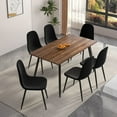 thumbnail image 5 of INO Design Modern Wooden Dining Table, Rectangle Walnut Wood Pattern Table Top with Black Metal Legs for 4 and 6 Person Furniture - Kitchen, Office, Living Room, Home (Table Only), 5 of 8