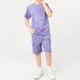 thumbnail image 2 of Tiweut Boys' Leisure Outfits Sets Summer Toddler Short Sleeve Crew Neck Solid Color T Shirt Tops Shorts Boy Classic Fit Clothing Suit 4-5 Y, 2 of 6