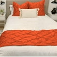 thumbnail image 2 of Bed Runner Set 100% Cotton 800 Thread Count 5 Piece Pinch Pleated Bed Runner Set, Decorative Bed Scarf, 5 Pinch Pleated Bed Runner Set and 4 Pillow Shams (Cal King Size, Orange), 2 of 4