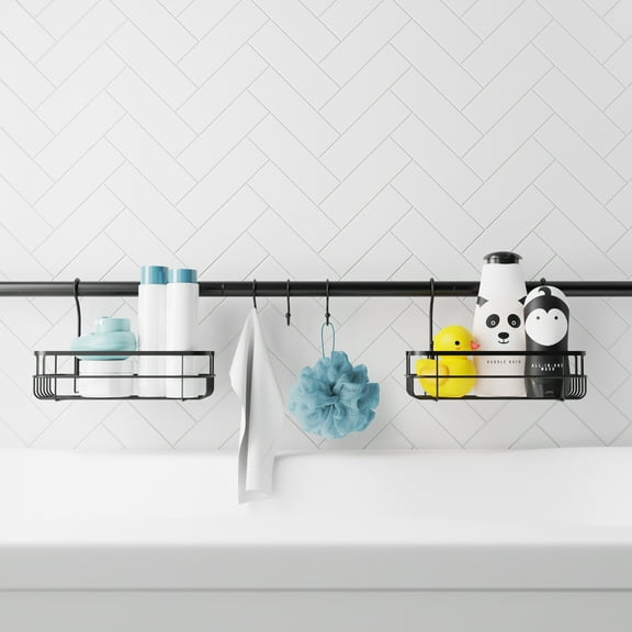 Zenna Home Steel Shower Caddy or Organizer for Bath, Pantry, Closet, Adjusts 26" - 76", Matte Black