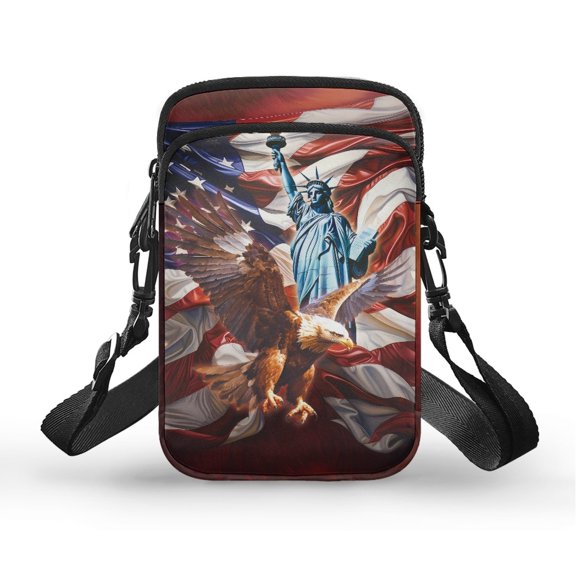HELLHERO Eagle Pattern Adjustable Shoulder Strap Crossbody Bag, Lightweight, Casual Travel Polyester 4.33x1.97x7.09