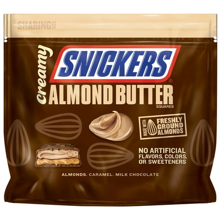 Almond Joy Candy - (2 pack) Creamy Snickers, Almond Butter Square Candy Bars, Fun Size, 7.7 Oz