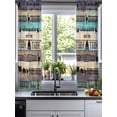 thumbnail image 2 of Retro Farm Animals Sheer Curtains 39 Inch Length 2 Panels Set for Living Room/Bedroom, Country Cow Pig Chicken Turquoise Wood Kitchen Curtains Grommet Curtains Window Treatments 27.5"x39"x2, 2 of 7