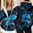 thumbnail image 2 of XIAONU Women's Dolphin Print Hoodie Full Zip Long Sleeve Jacket Soft Casual Ocean Themed Hoodies, 2 of 5