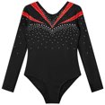 thumbnail image 3 of YONGHS Kids Girls Gymnastic Leotard Rhinestone Long Sleeve Ballet Dance One Piece Unitard Bodysuit Red 16, 3 of 7