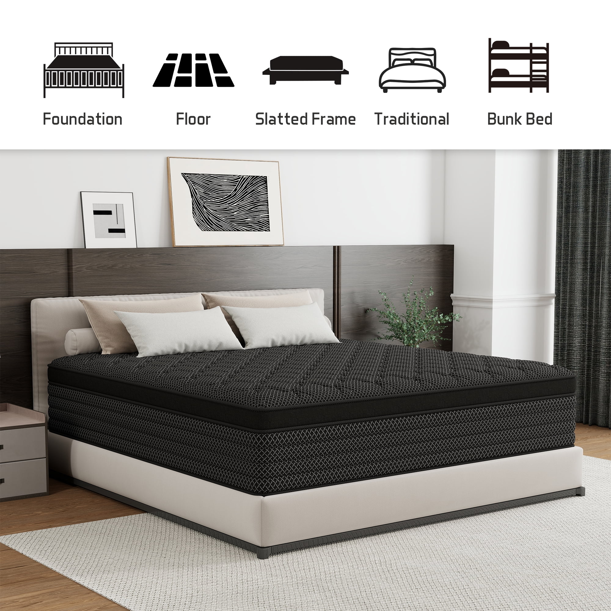 Kviwasha Mattress 14 inch Full Size, Gel Memory Foam Hybrid Mattress in a Box, Cozy Sleep