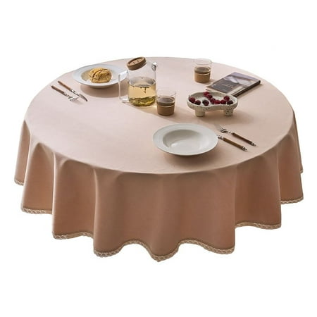 

Round Tablecloth Japanese Solid Color Cotton Linen Tablecloth Washable Dustproof Table Cover For Dining Living Hotel Catering Party Banquet Wedding Picnic-N-140cm