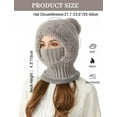 thumbnail image 5 of Mucky Cat Winter 3-in-1 Women's Balaclava Hat - Fleece Lined Beanie with Scarf & Neck Warmer, Cold Resistant Thermal Knitted Ski Mask for Ladies Gray, 5 of 6