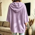 thumbnail image 5 of hlysgo Womens Knit Hoodie Batwing 3/4 Bell Sleeves Oversized Sweatshirts with Kangaroo Pocket Lightweight Casual Pullover Tops Purple,L, 5 of 6