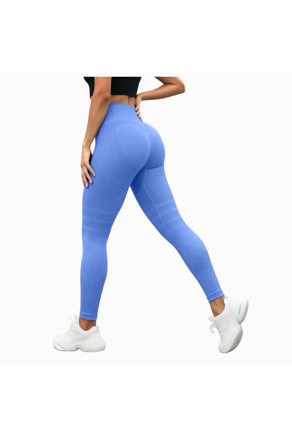 Anti Cellulite Compression 3D Leggings Women Butt Lifting Tummy Control with Resistance Bands Gym Yoga Pants Blue for Size XL