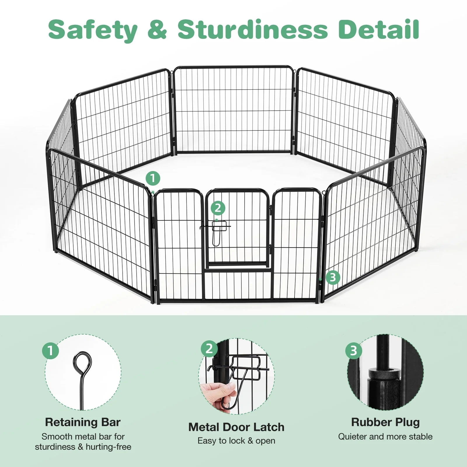 GIANNA Indoor Dog Playpen - Stress-Free and Safe Play, 32 Inch 8 Panels for Small and Medium Dogs