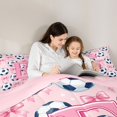 thumbnail image 4 of Manfei Initial Letter Alphabet E Twin Comforter Sets,3D Cartoon Soccer Print Bedding Set,Pink Reversible,2 Pieces,1 Comforter and 1 Pillowcase, 4 of 7