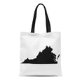 thumbnail image 1 of JSDART Canvas Tote Bag Outline High Detailed Map Virginia White Abstract America Border Durable Reusable Shopping Shoulder Grocery Bag, 1 of 1