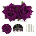 thumbnail image 3 of Unique Bargains Christmas 1 Pc Women's Portable Simulated Flowers Hair Clip Comb for Parties Purple Polyester Fabric Iron, 3 of 4