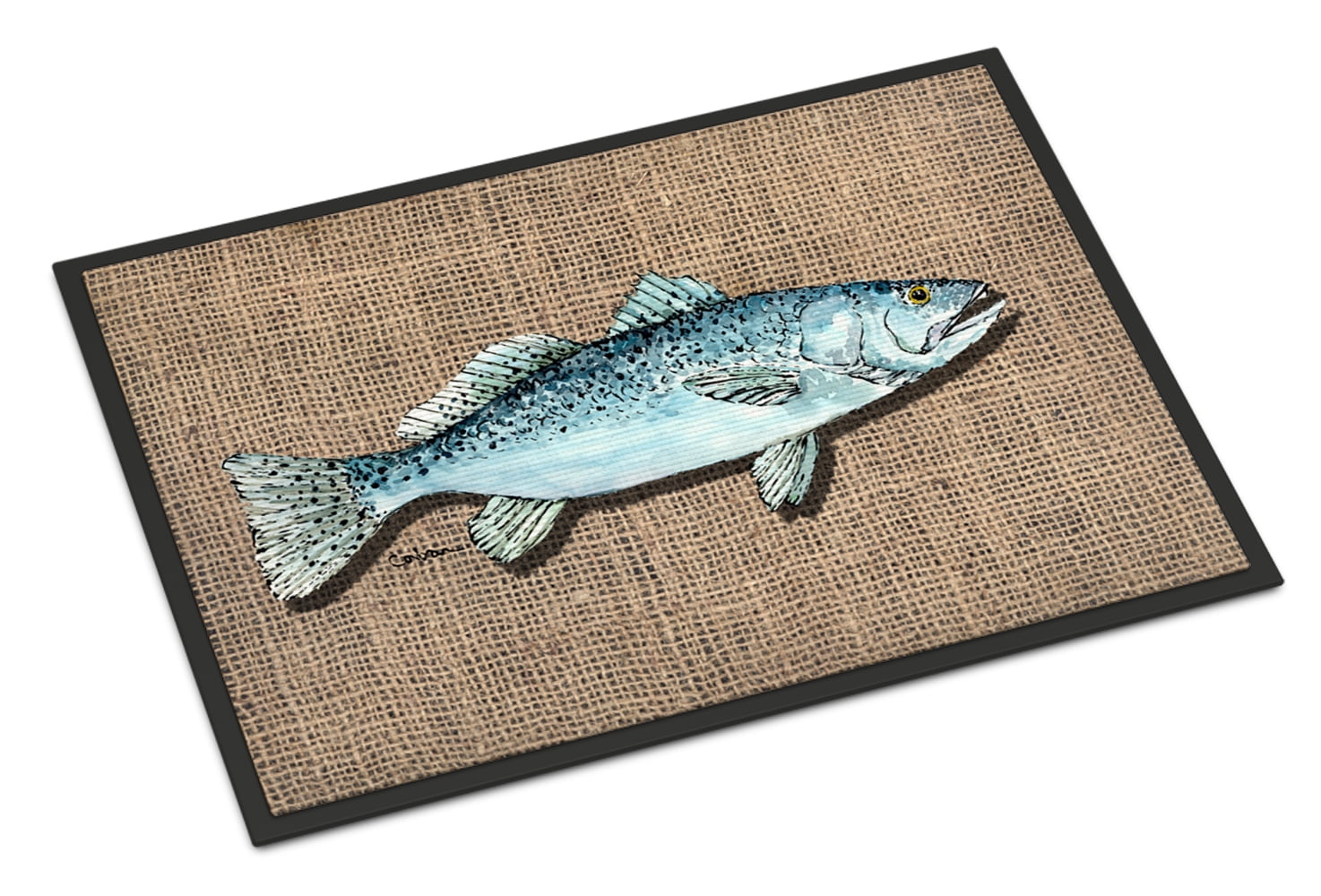 18 x 27 Carolines Treasures Wine and Speckled Trout Indoor or Outdoor Mat Multicolor