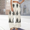 thumbnail image 5 of Women's Geometric Print Palazzo Pants - High Waist Wide Leg Bohemian Summer Casual Trousers with Elastic Waist ,Beige,L, 5 of 7