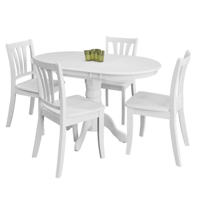 CorLiving Dillon 5-Piece Contemporary Extending Oval White Wooden Indoor Dining Set