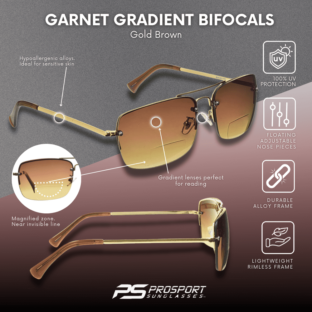proSPORT Bifocal Aviator Reading Sunglass Reader Men Women Gradient Brown Lens