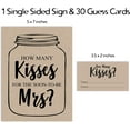 thumbnail image 2 of Inkdotpot How Many Kisses For The Soon To Be Mrs Rustic Kraft Mason Jar Beige 1 Sign + 30 Cards Bridal Shower Game, 2 of 4