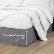 Bare Home Double Brushed Bed Skirt - Premium 1800 Collection - 15-inch Drop - Queen, Gray