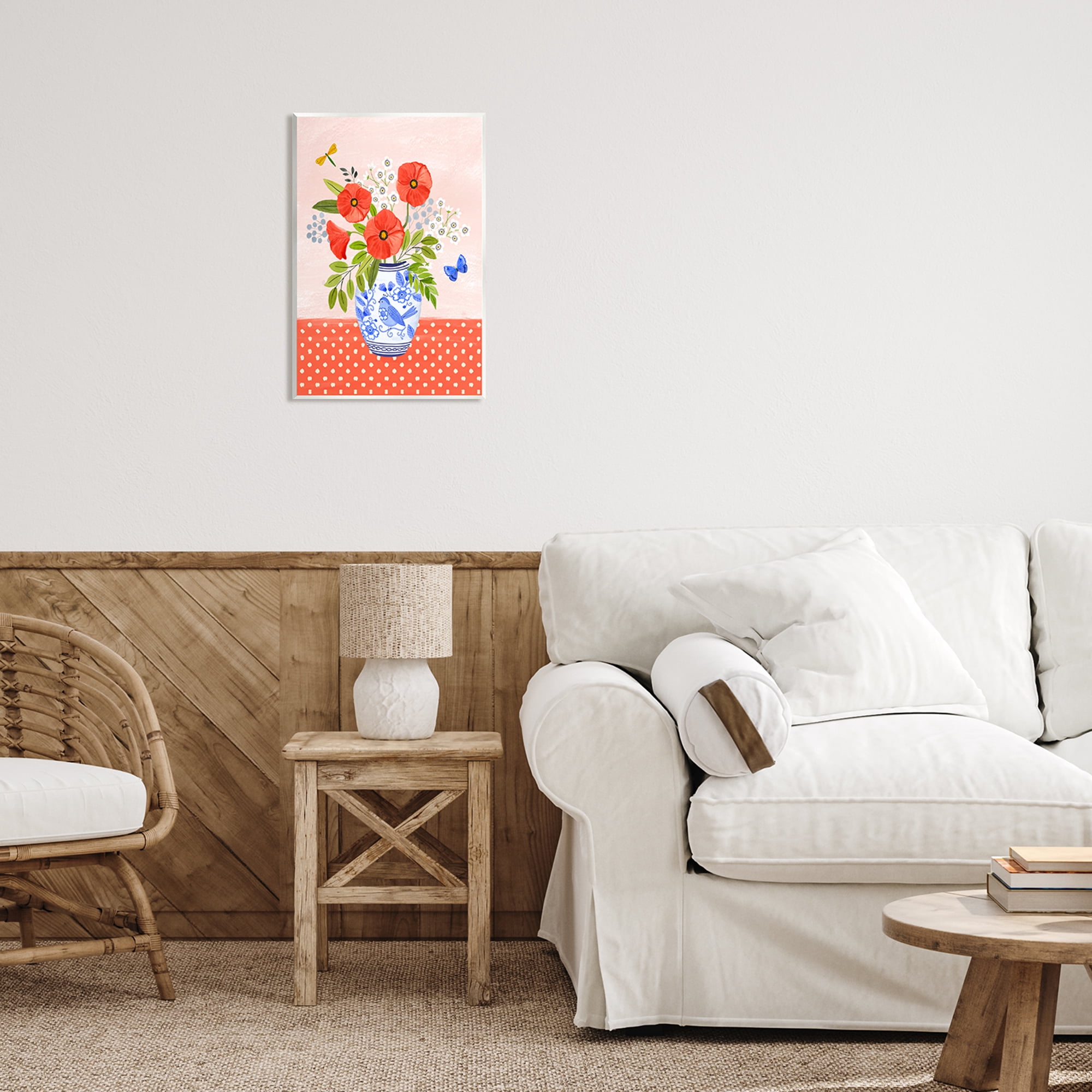 Stupell Industries Bright Bouquet on Polka Dots Botanical & Floral Painting Unframed Art Print Wall Art, 13 x 19