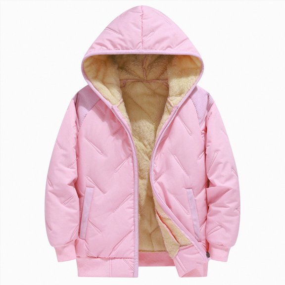 Staki Girls Zip Up Hoodie Soft Sherpa Lined Heavyweight Hooded Girls Sweatshirt Hoodies for Teens Kids 5-14Y(Pink,13-14 Years)