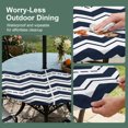 thumbnail image 5 of Round Outdoor Tablecloth with Umbrella Hole and Zipper, Black Chevron Tablecloth with Elastic Waterproof, Geometric Blue White Sea Wavy Striped Patio Table Covers for 31" - 35" Picnic Pool Tables, 5 of 9