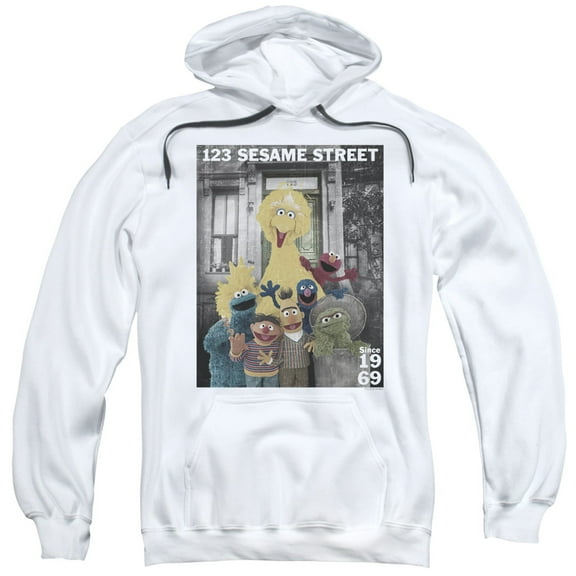 Sesame Street Best Address Adult Pullover Hoodie Sweatshirt White