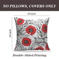 thumbnail image 2 of LALILO Throw Pillow Covers Poppy Flower Doodle Ink Floral Red Poppies And Cushion Cover 18" x 18", 2 Pack, 2 of 6
