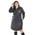 thumbnail image 4 of Vestido camisero de piel sintetica Roman Fashion /Tallas Extras, 104 (Negro) negro 40, 4 of 6