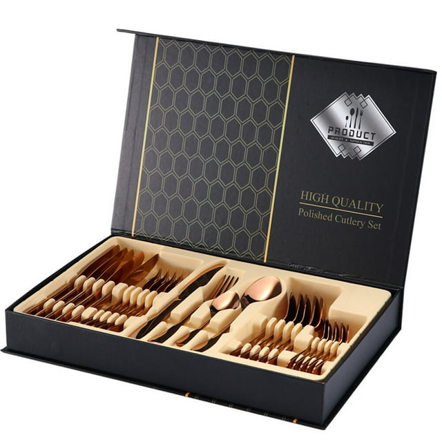 Amdohai 24pcs Western Steak K nife Fork Spoon Gift Box Set Stainless