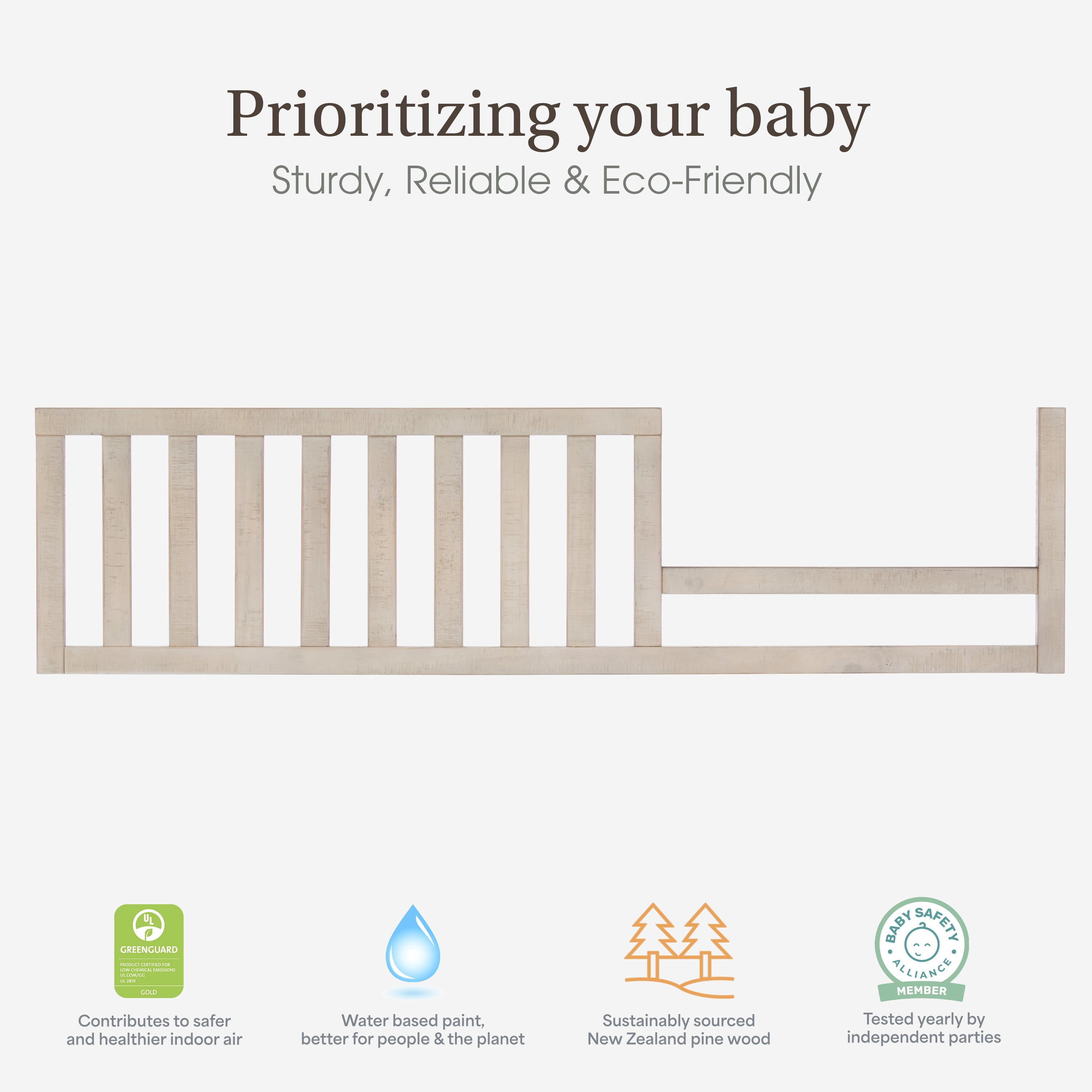 Evolur Antilia Mid Century Convertible Crib Toddler Guard Rail I Full Assembly I Lasting Quality