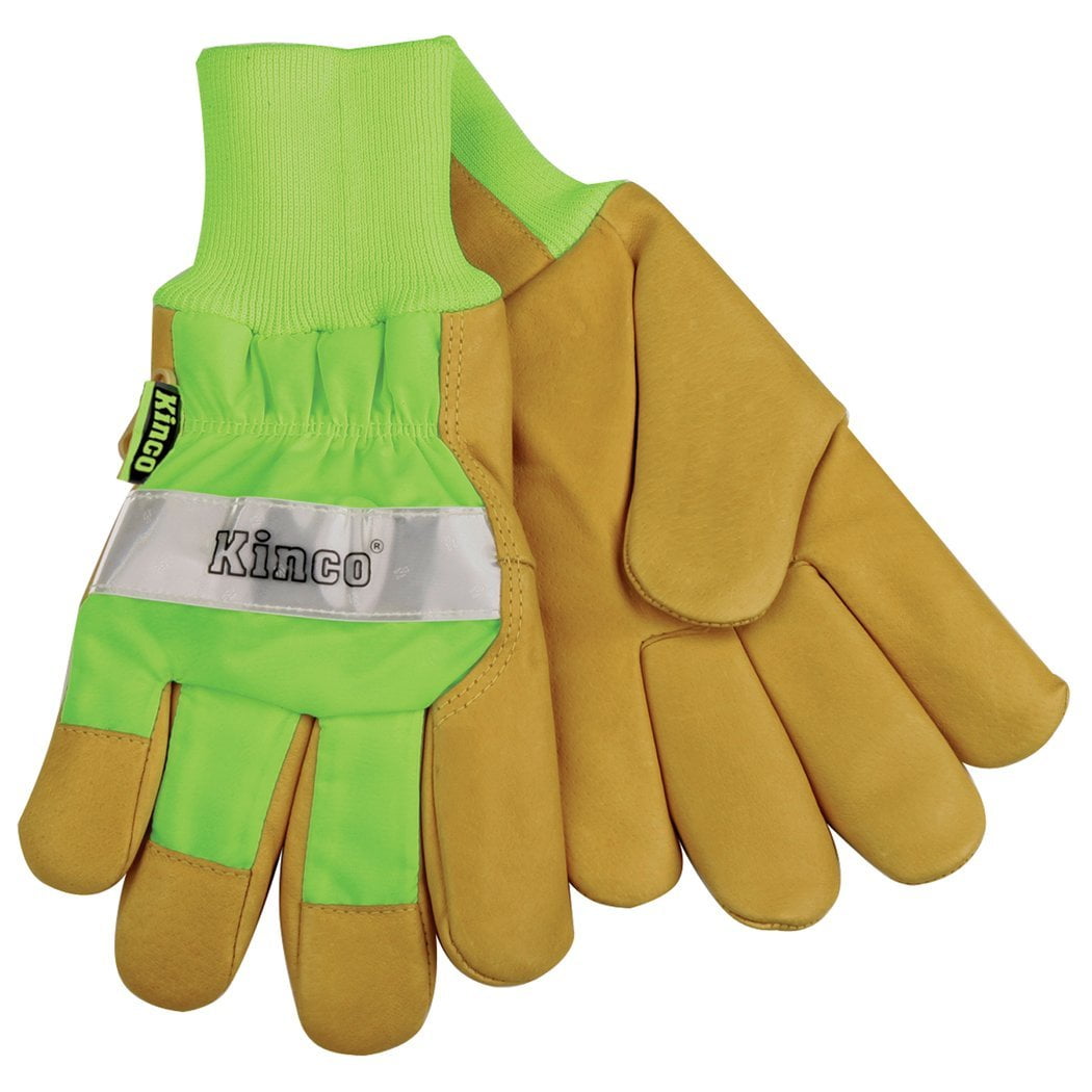 Kinco 035117939035 Hi Vis Lined Grain Pigskin Leather Palm Work Glove