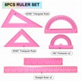 thumbnail image 3 of Uxcell 6pcs Triangular Ruler Set 15/30cm Plastic Metric Inch Ruler Geometric Protractor Triangle Ruler Engineering Scale, Yellow, 3 of 6