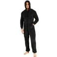 thumbnail image 3 of Men's Fuzzy Fleece Hooded Onesie Pajamas Loose Thick Thermal Baggy Adult Warm Full Zipper Long Sleeve Long Pants Sleepwear Lounge Fall Winter One Piece Pjs Zip Up Jumpsuit Black X-Large, 3 of 5
