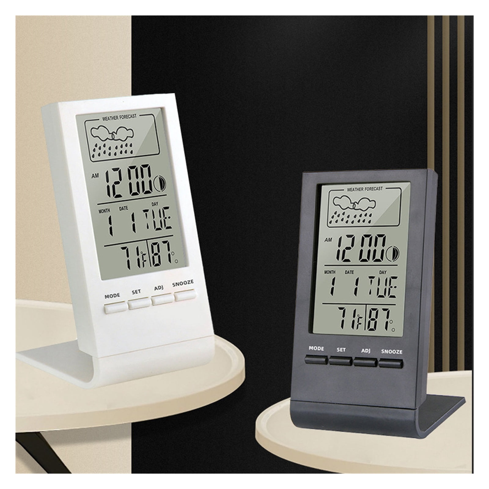 Wireless Thermometer Hygrometer Weather Station Electronic Temperature Clock for Indoor Outdoor - gray