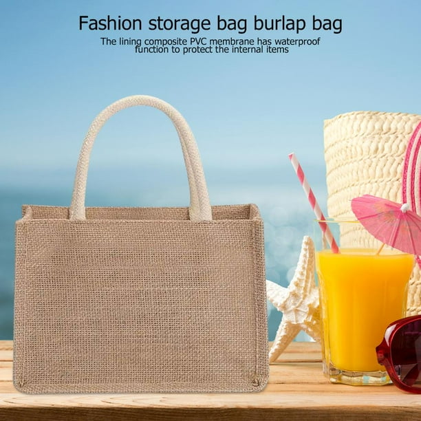 Bolsas de mano de arpillera bolso de yute para compras en Likrtyny la playa Vintage reutilizable para regalo DIY para comestibles manualidades fiestas de cumpleanos y Walmart en linea